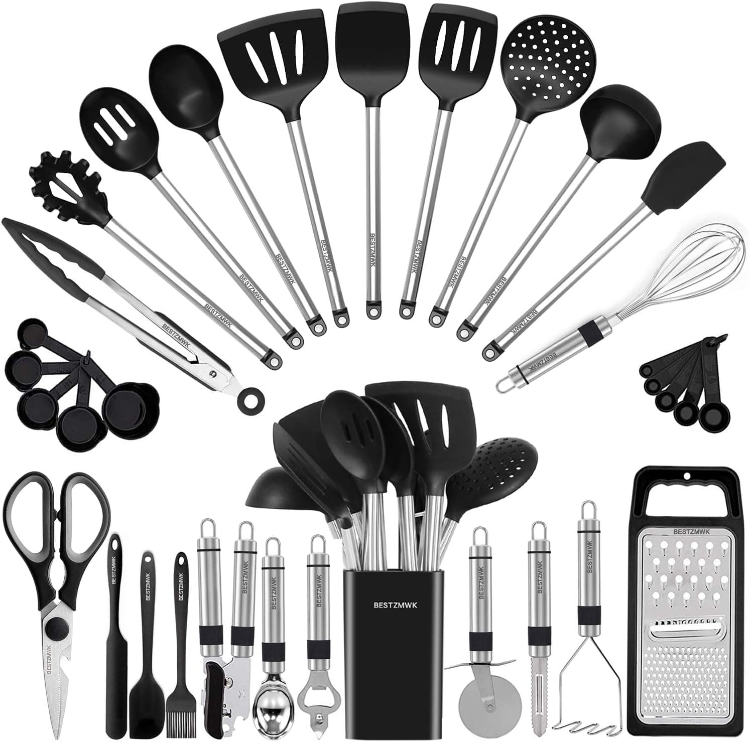 33-Piece Silicone and Stainless Utensil Set