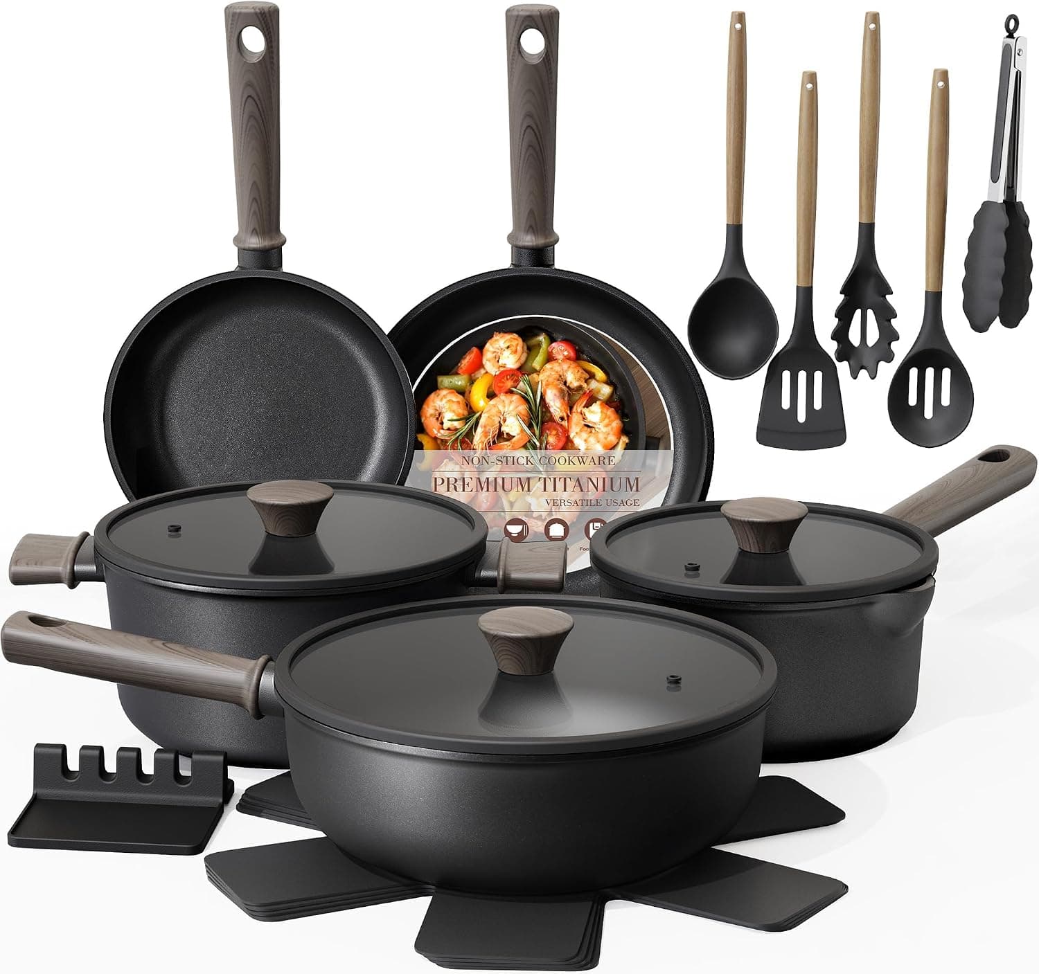 Astercook 19-Piece Black Titanium Set