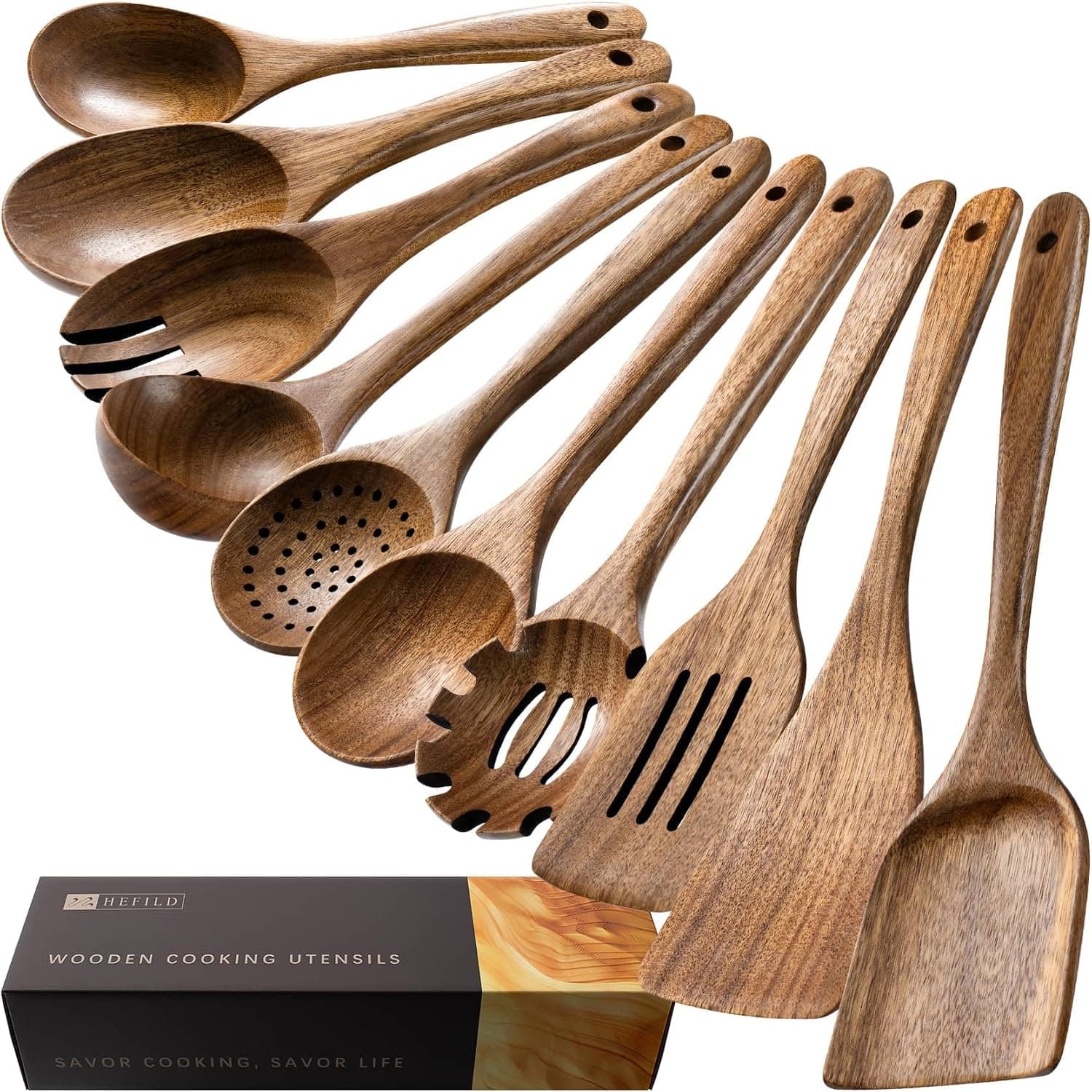 Acacia Wood Utensil Set, 10-Piece